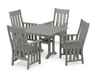 Martha Stewart by POLYWOOD® Acadia 5-Piece Farmhouse Dining Set with Trestle Legs in Slate Grey