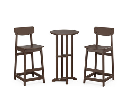 POLYWOOD® Modern Studio Urban Bar Chair 3-Piece Bistro Set in Mahogany