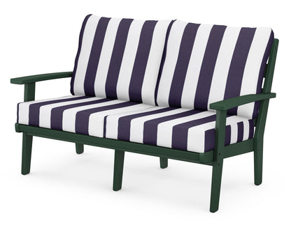 POLYWOOD® Grant Park Deep Seating Loveseat in Green / Cabana Stripe Navy