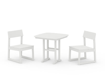 POLYWOOD® EDGE Side Chair 3-Piece Dining Set in White