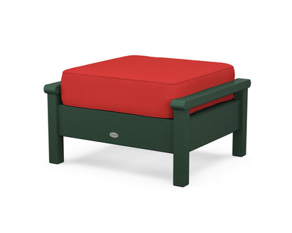POLYWOOD® Harbour Deep Seating Ottoman in Green / Crimson Linen