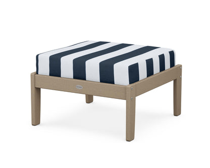 POLYWOOD® Braxton Deep Seating Ottoman in Vintage Sahara / Cabana Stripe Marine Indigo