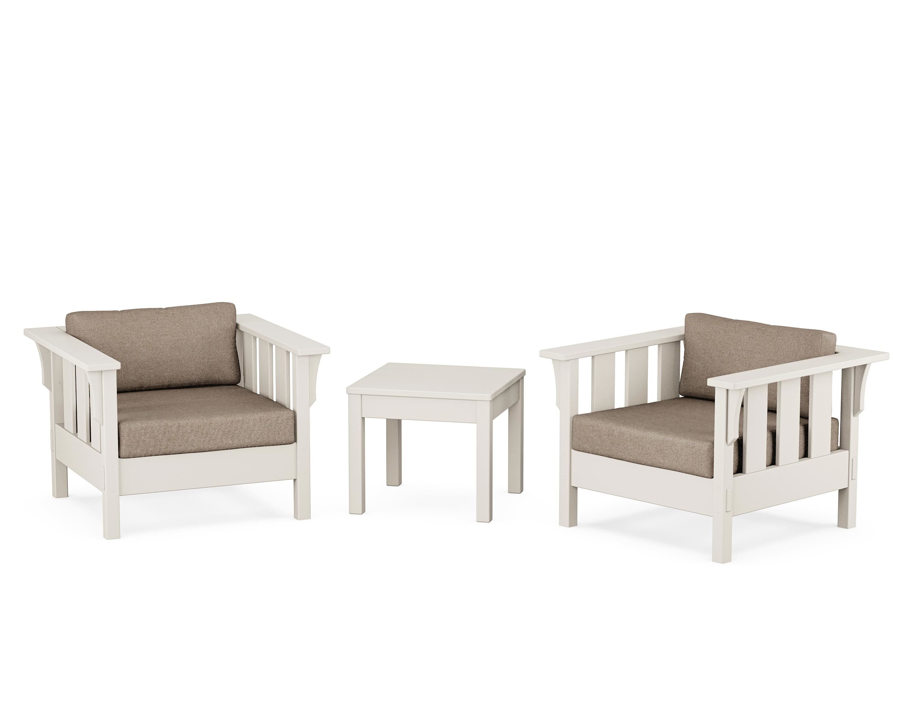 Martha Stewart by POLYWOOD® Acadia 3-Piece Deep Seating Set in Sand / Spiced Burlap