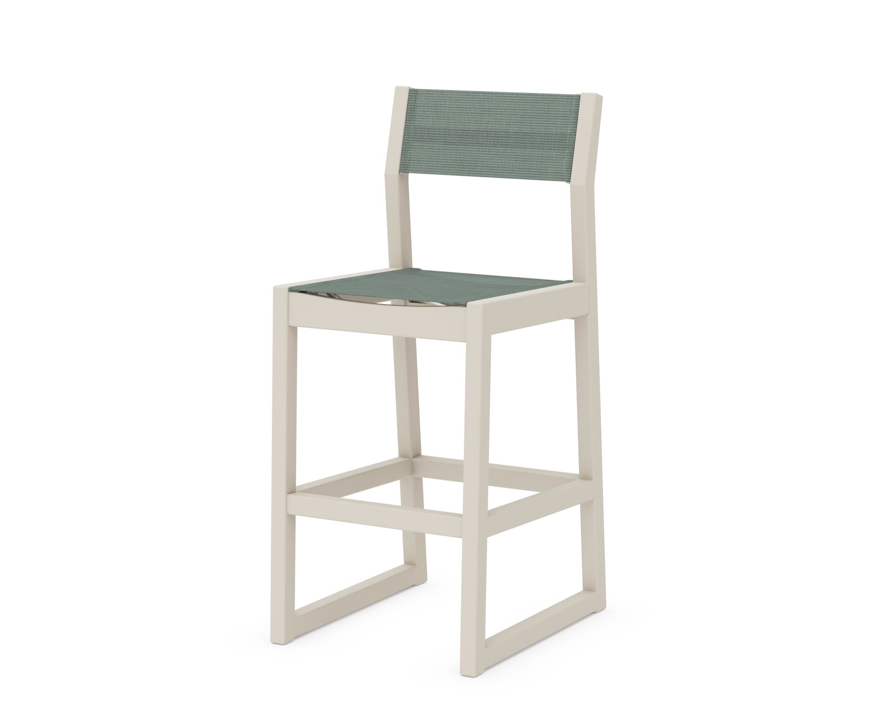 POLYWOOD® EDGE Sling Bar Side Chair in Sand / Dupioni Sea Mist Sling