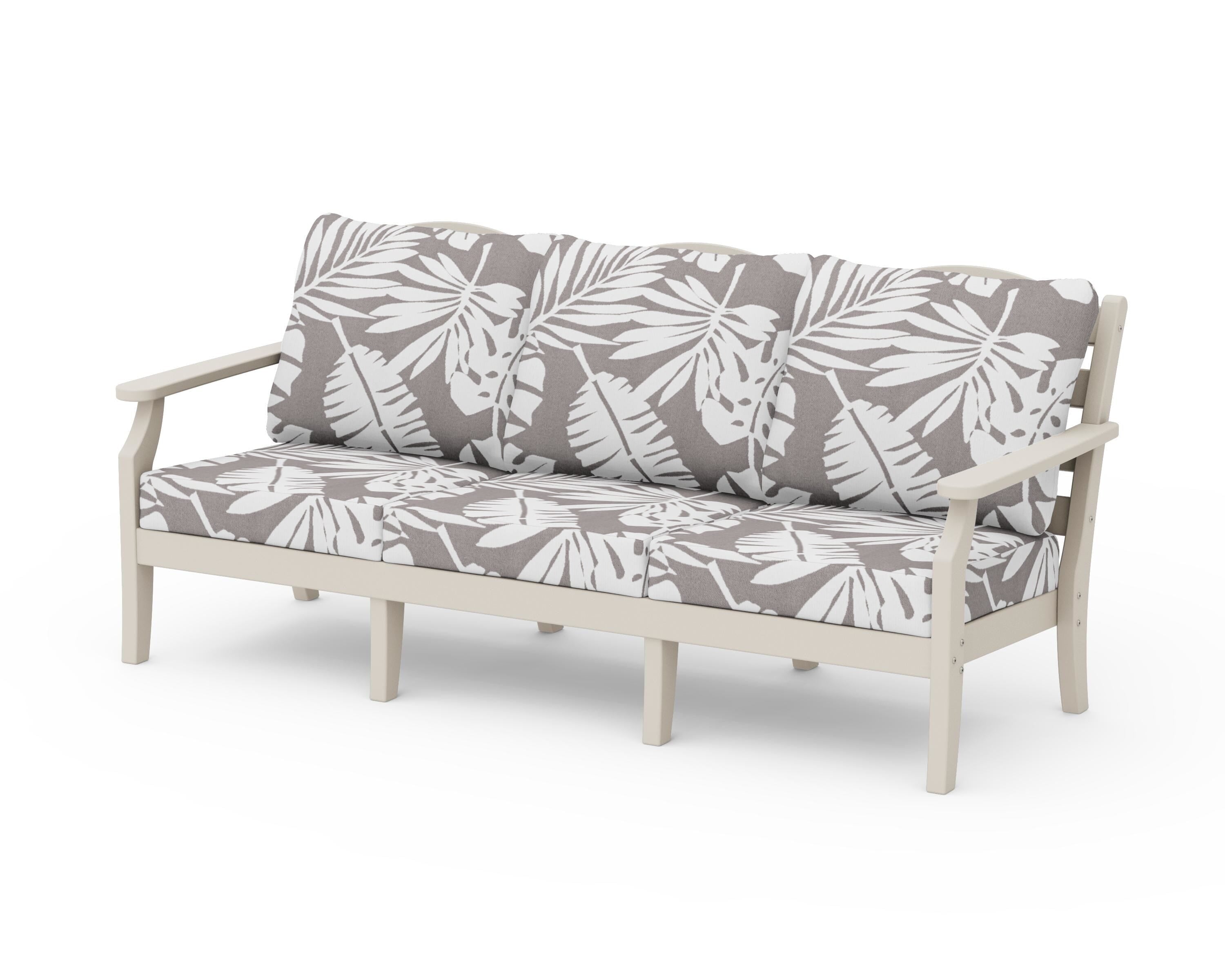 Draper James™ by  POLYWOOD® Savannah Deep Seating Sofa in Sand / Leaf Grey Mist