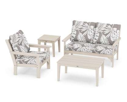 POLYWOOD® Vineyard 4-Piece Deep Seating Set in Sand / Leaf Grey Mist