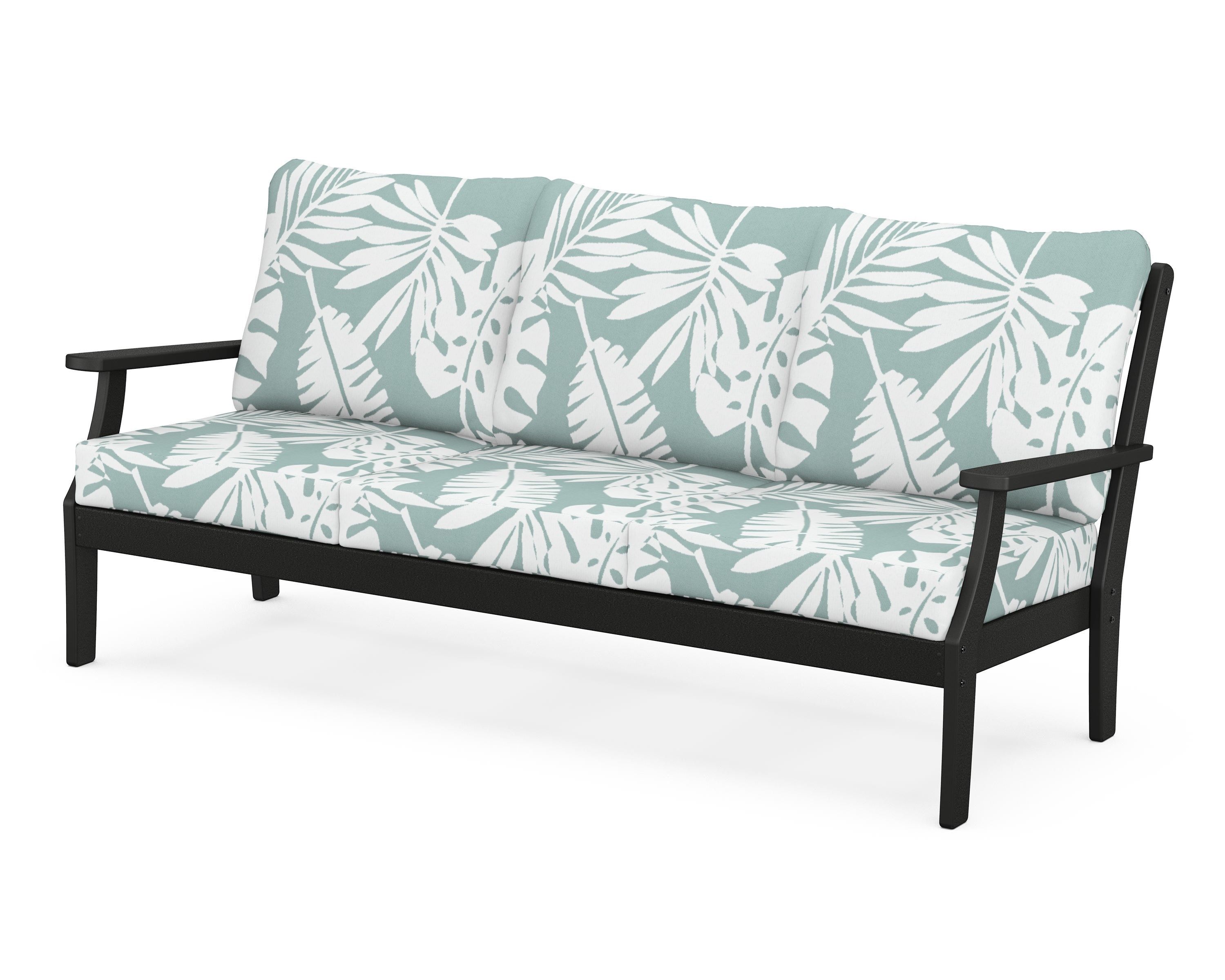 POLYWOOD® Braxton Deep Seating Sofa in Black / Leaf Glacier Spa
