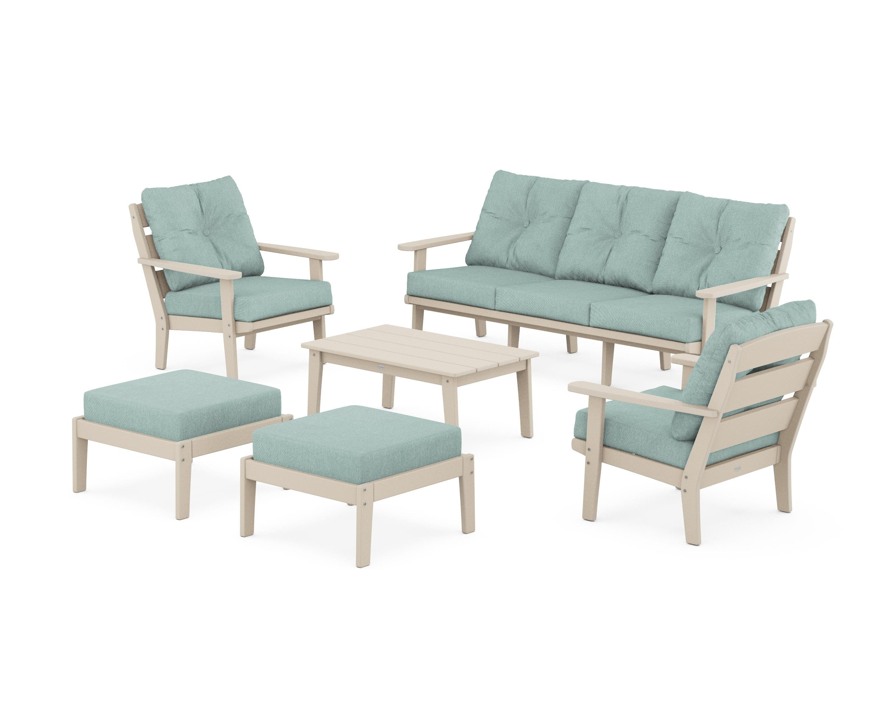 POLYWOOD® Lakeside 6-Piece Lounge Sofa Set in Sand / Glacier Spa