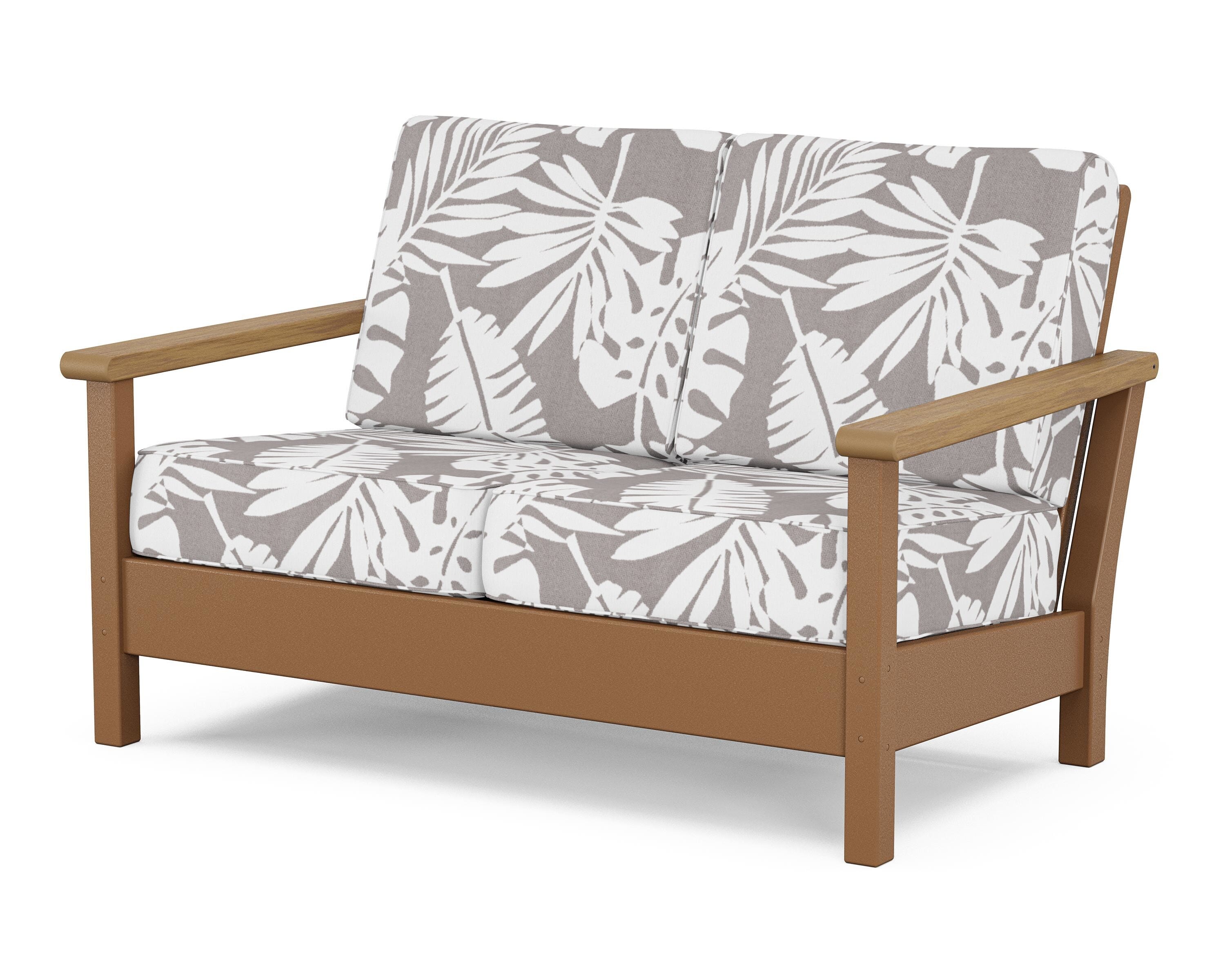 POLYWOOD® Harbour Deep Seating Loveseat in Teak / Natural / Leaf Grey Mist