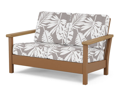 POLYWOOD® Harbour Deep Seating Loveseat in Teak / Natural / Leaf Grey Mist
