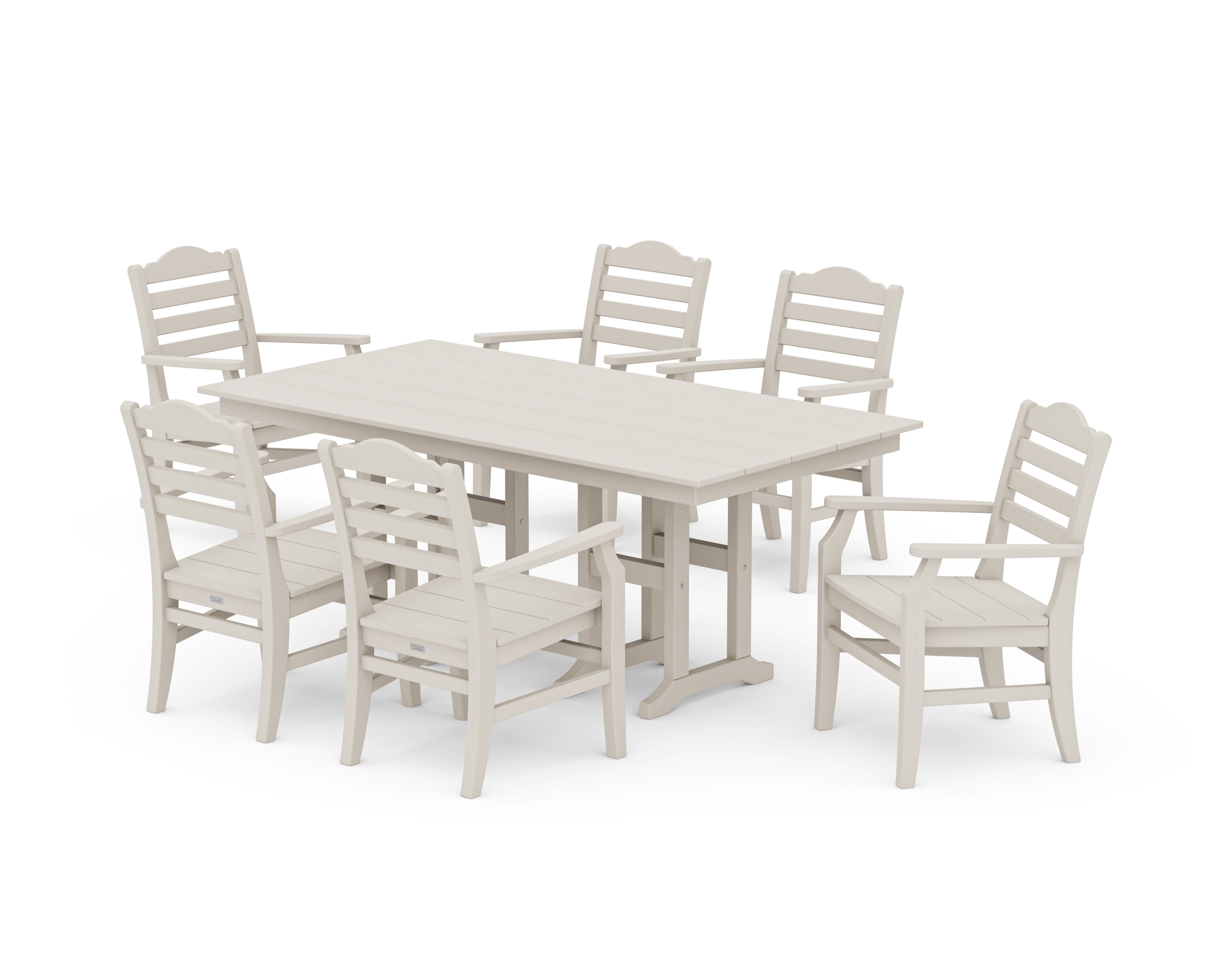 POLYWOOD® Savannah Arm Chair 7-Piece Farmhouse Dining Set in Sand