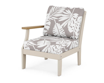POLYWOOD® Braxton Modular Left Arm Chair in Sand / Natural / Leaf Grey Mist