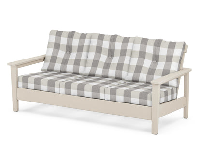 POLYWOOD® Prescott Deep Seating Sofa in Sand / Buffalo Plaid Grey Mist