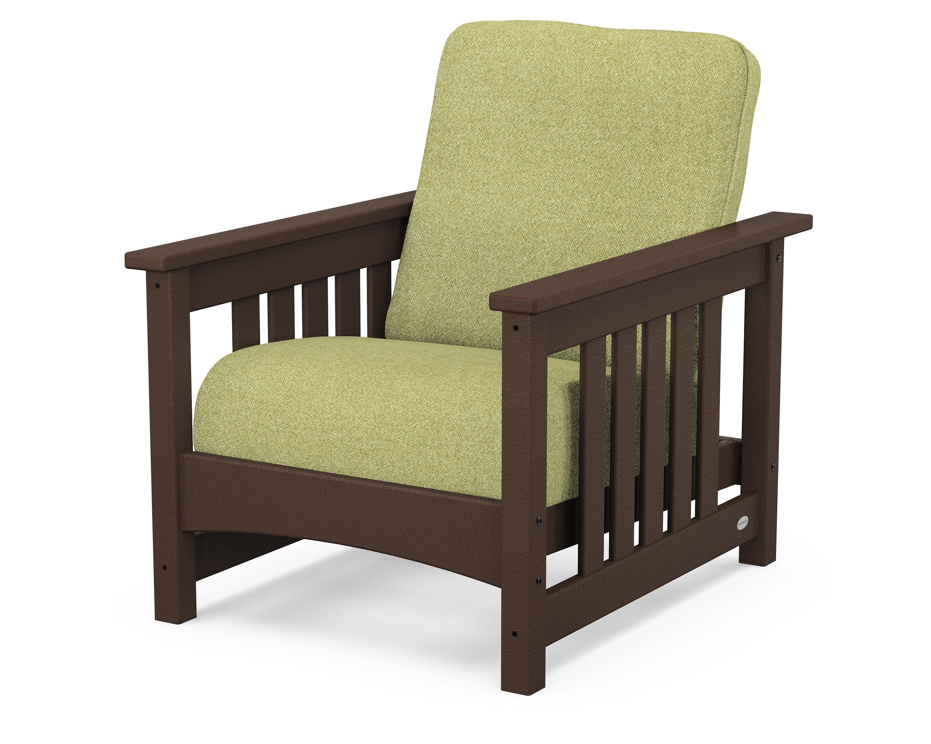 POLYWOOD® Club Mission Chair in Mahogany / Chartreuse Boucle