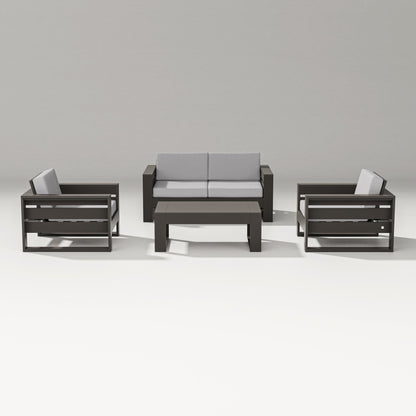 PW Designer Series Latitude 4-Piece Lounge Loveseat Set in Vintage Coffee / Granite