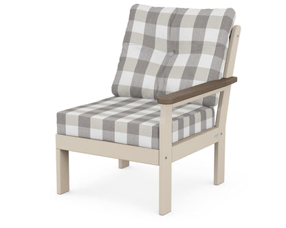 POLYWOOD® Vineyard Modular Right Arm Chair in Sand / Kona / Buffalo Plaid Grey Mist