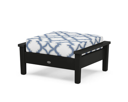 POLYWOOD® Prescott Deep Seating Ottoman in Black / Trellis Sky Blue