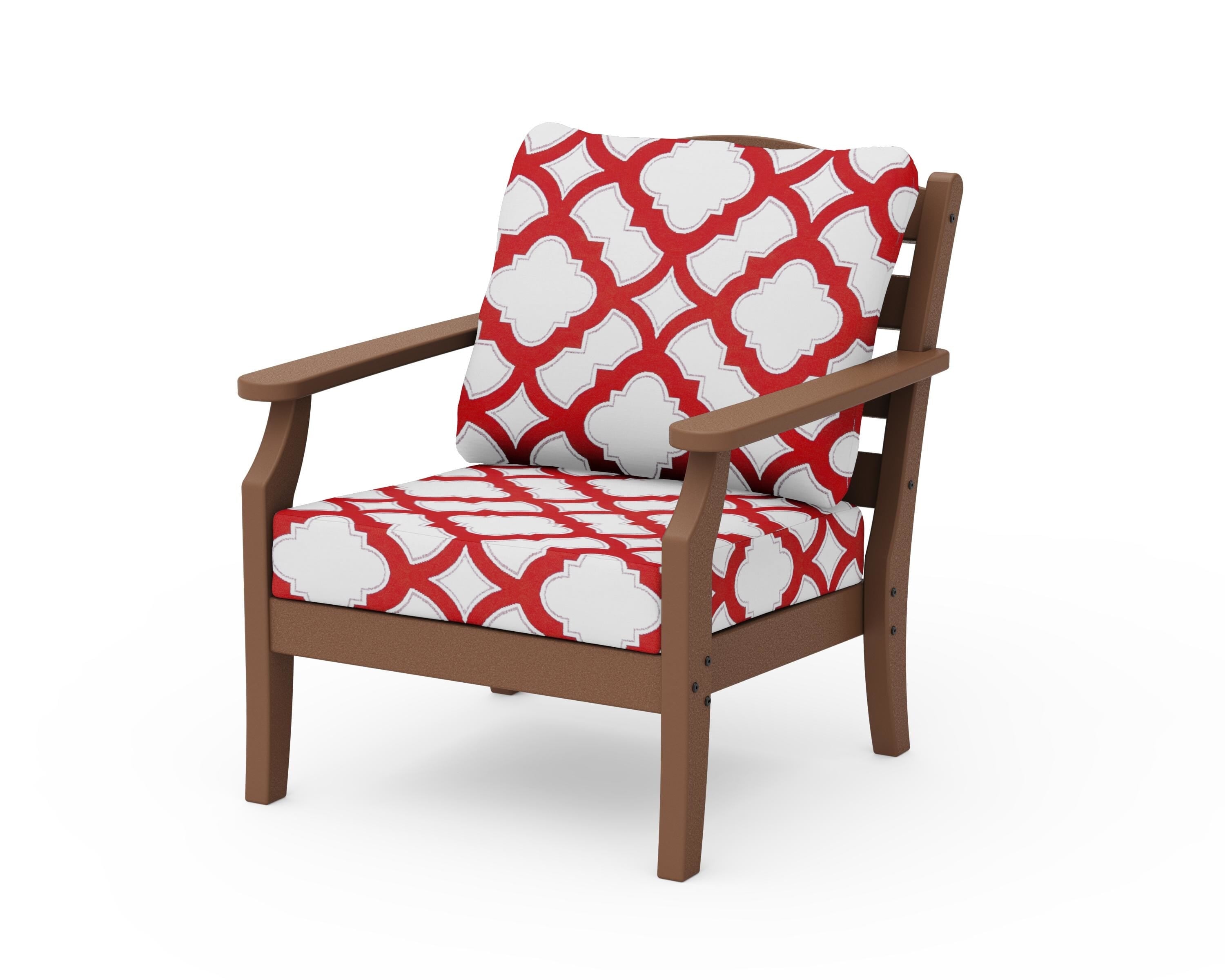 Draper James™ by  POLYWOOD® Savannah Deep Seating Chair in Teak / Trellis Crimson