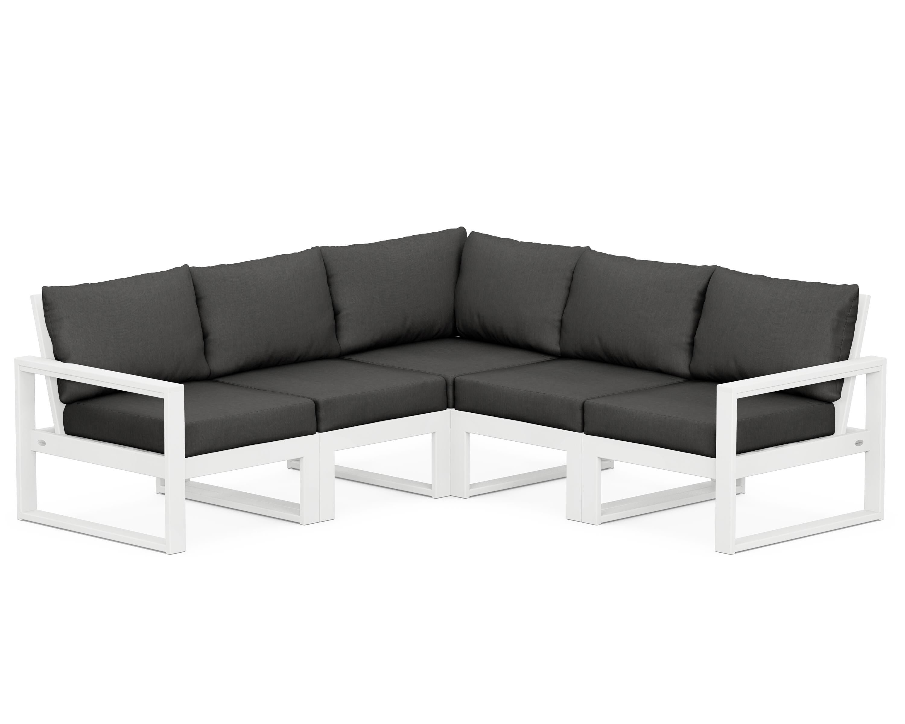 POLYWOOD® EDGE 5-Piece Modular Deep Seating Set in White / Spectrum Carbon
