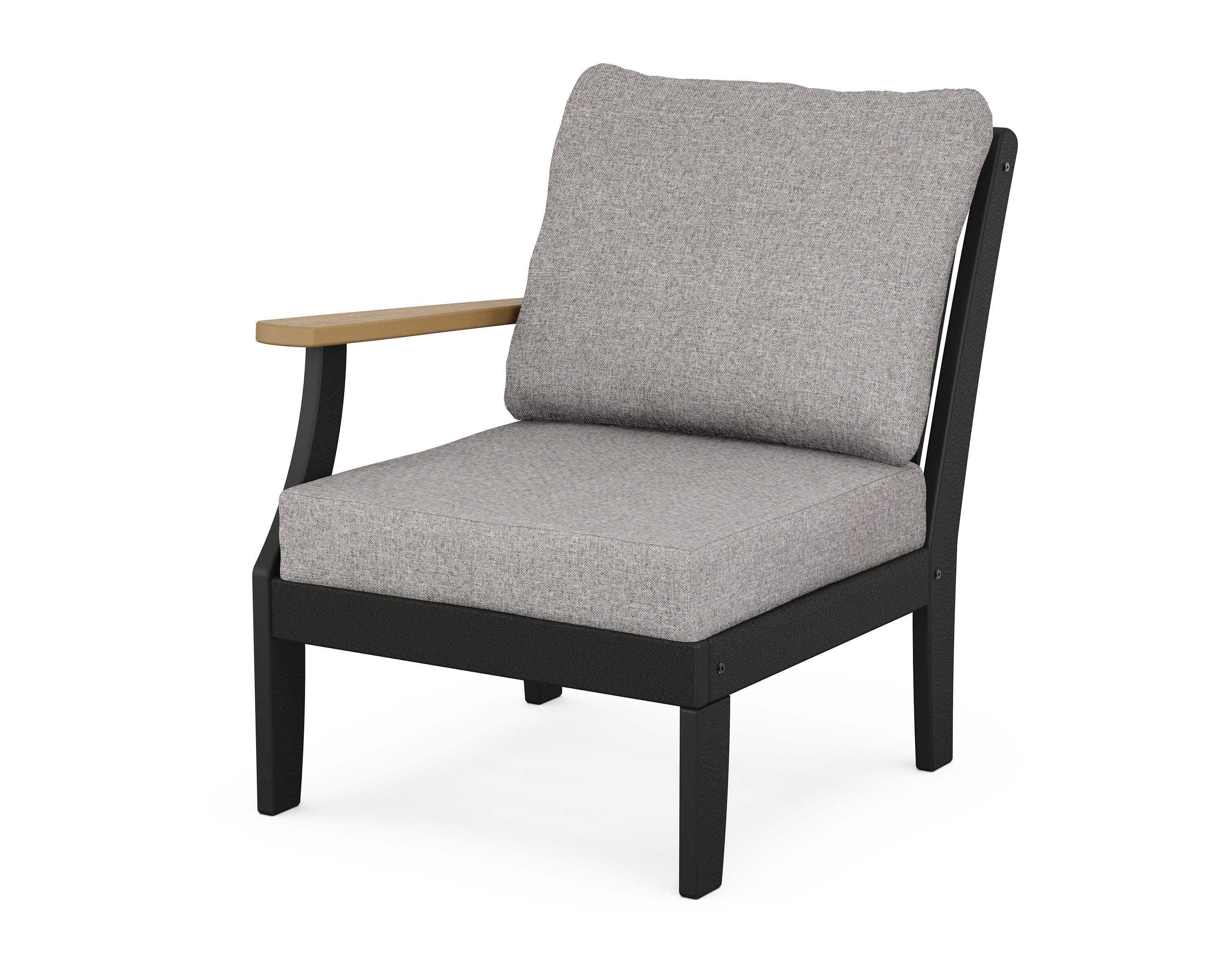 POLYWOOD® Braxton Modular Left Arm Chair in Black / Natural / Grey Mist