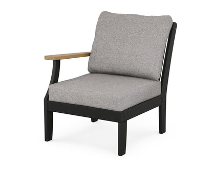 POLYWOOD® Braxton Modular Left Arm Chair in Black / Natural / Grey Mist