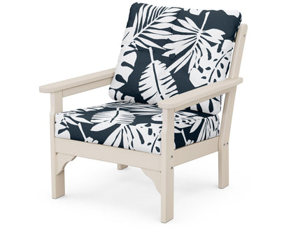 POLYWOOD® Vineyard Deep Seating Chair in Sand / Leaf Marine Indigo