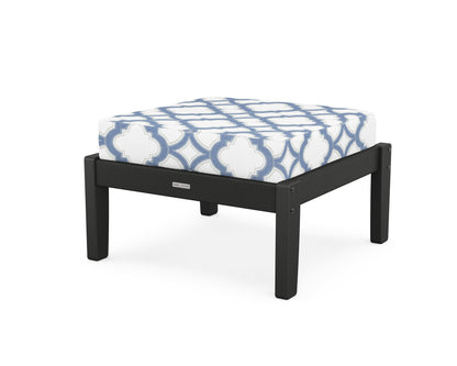 Martha Stewart by POLYWOOD® Chinoiserie Deep Seating Ottoman in Black / Trellis Sky Blue