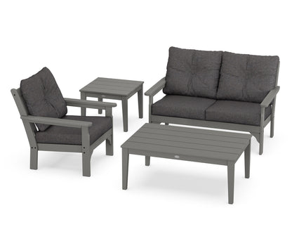 POLYWOOD® Vineyard 4-Piece Deep Seating Set in Slate Grey / Ash Charcoal
