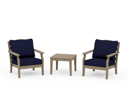 Draper James™ by  POLYWOOD® Savannah 3-Piece Deep Seating Set in Vintage Sahara / Navy