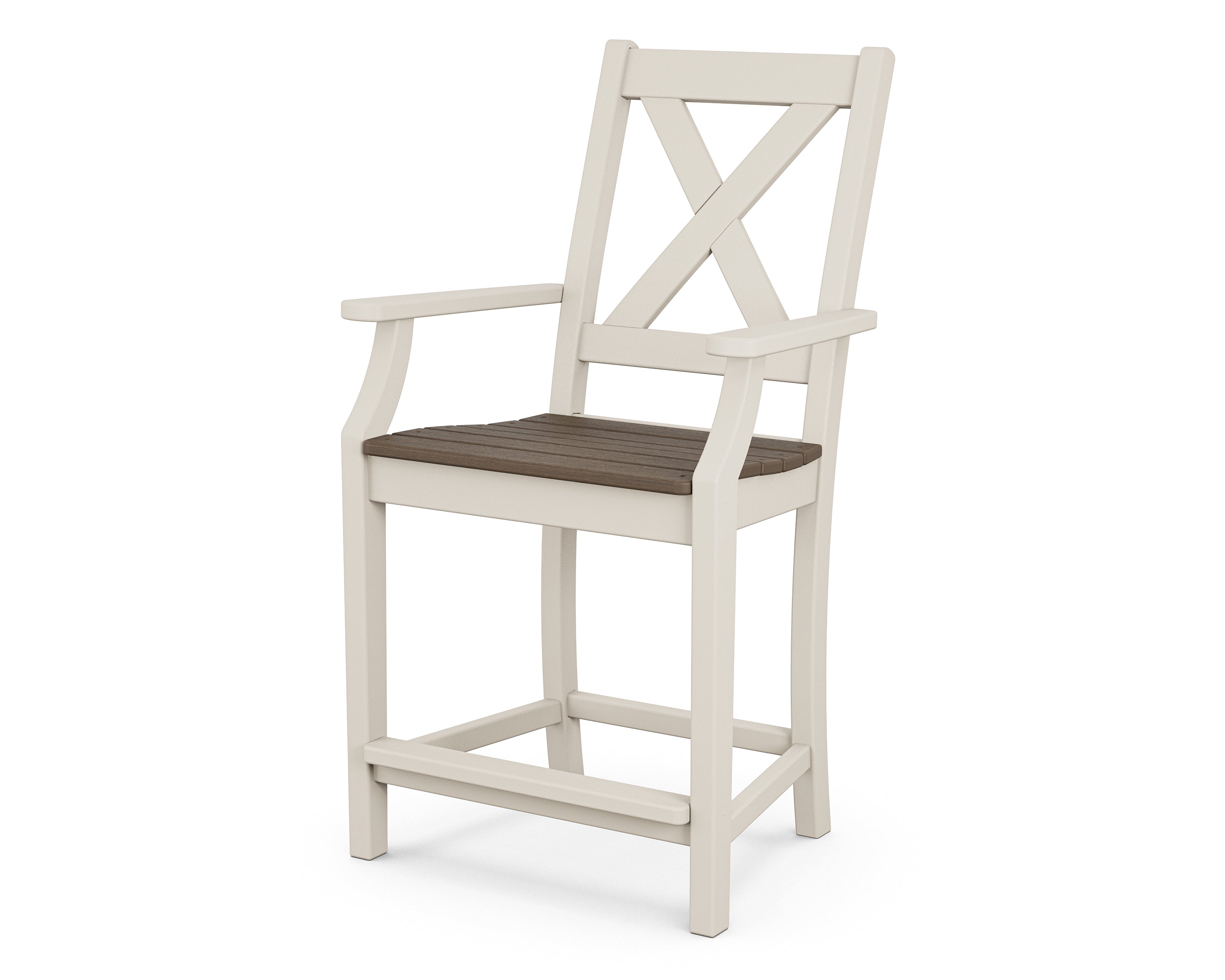 POLYWOOD® Braxton Counter Arm Chair in Sand / Kona