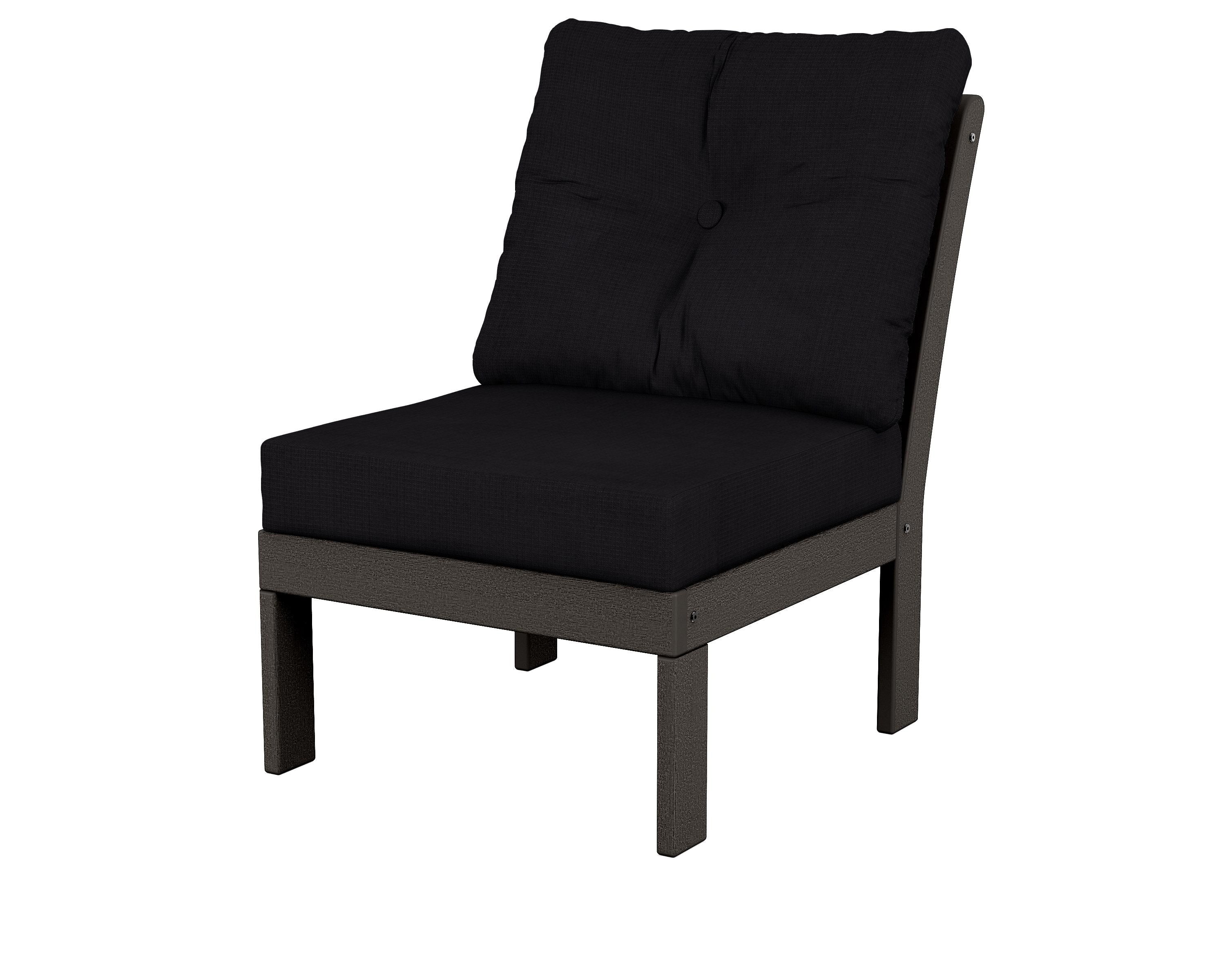 POLYWOOD® Vineyard Modular Armless Chair in Vintage Coffee / Midnight Linen