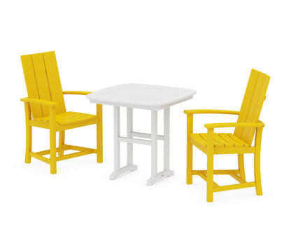 POLYWOOD® Modern Adirondack 3-Piece Dining Set in Lemon / White