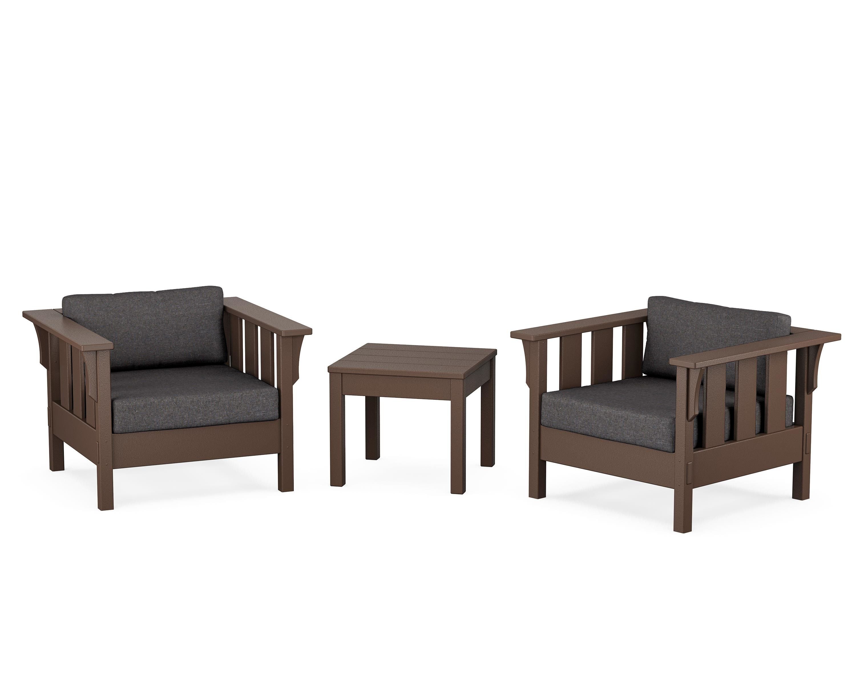 Martha Stewart by POLYWOOD® Acadia 3-Piece Deep Seating Set in Mahogany / Ash Charcoal