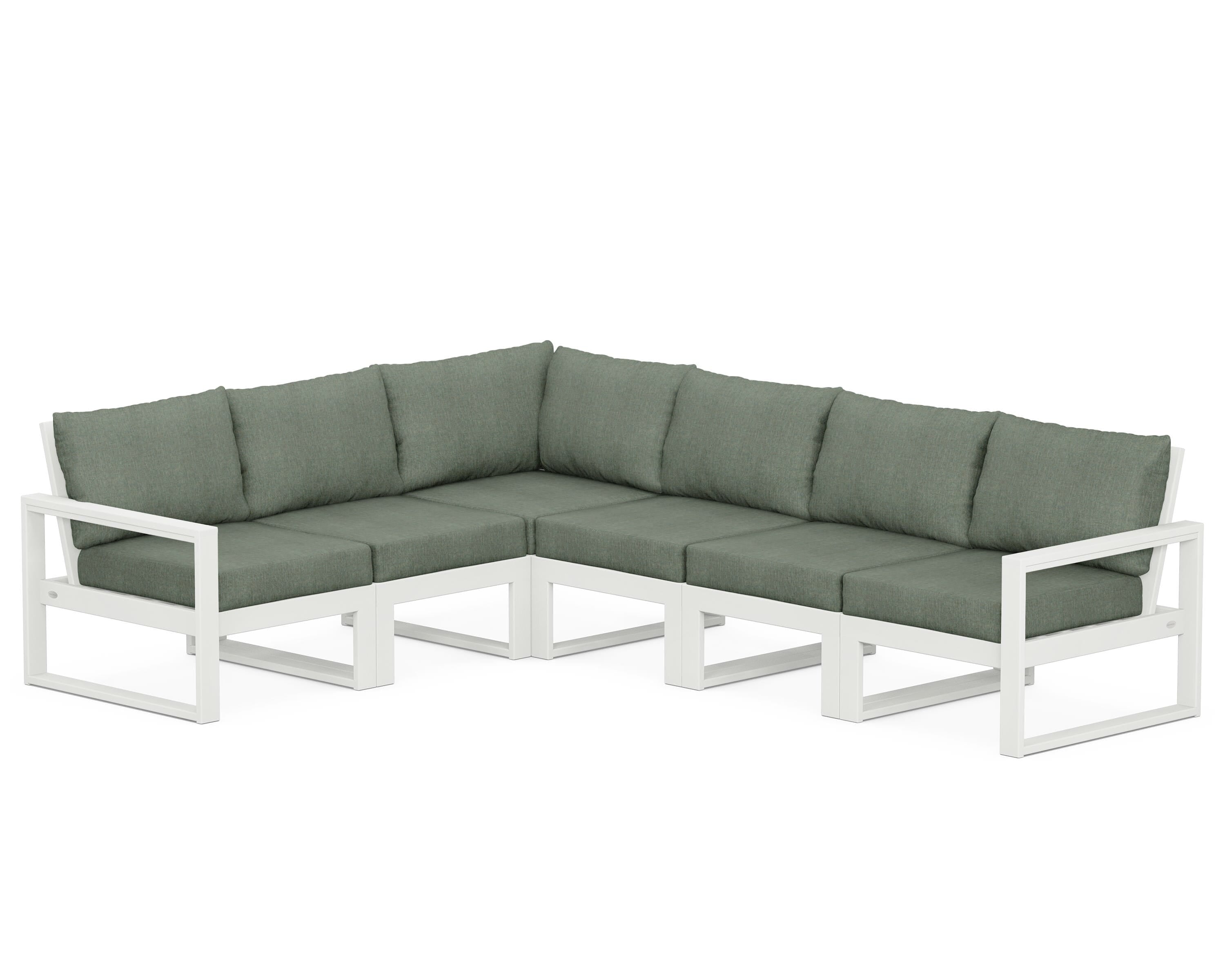 POLYWOOD® EDGE 6-Piece Modular Deep Seating Set in Vintage White / Cast Sage