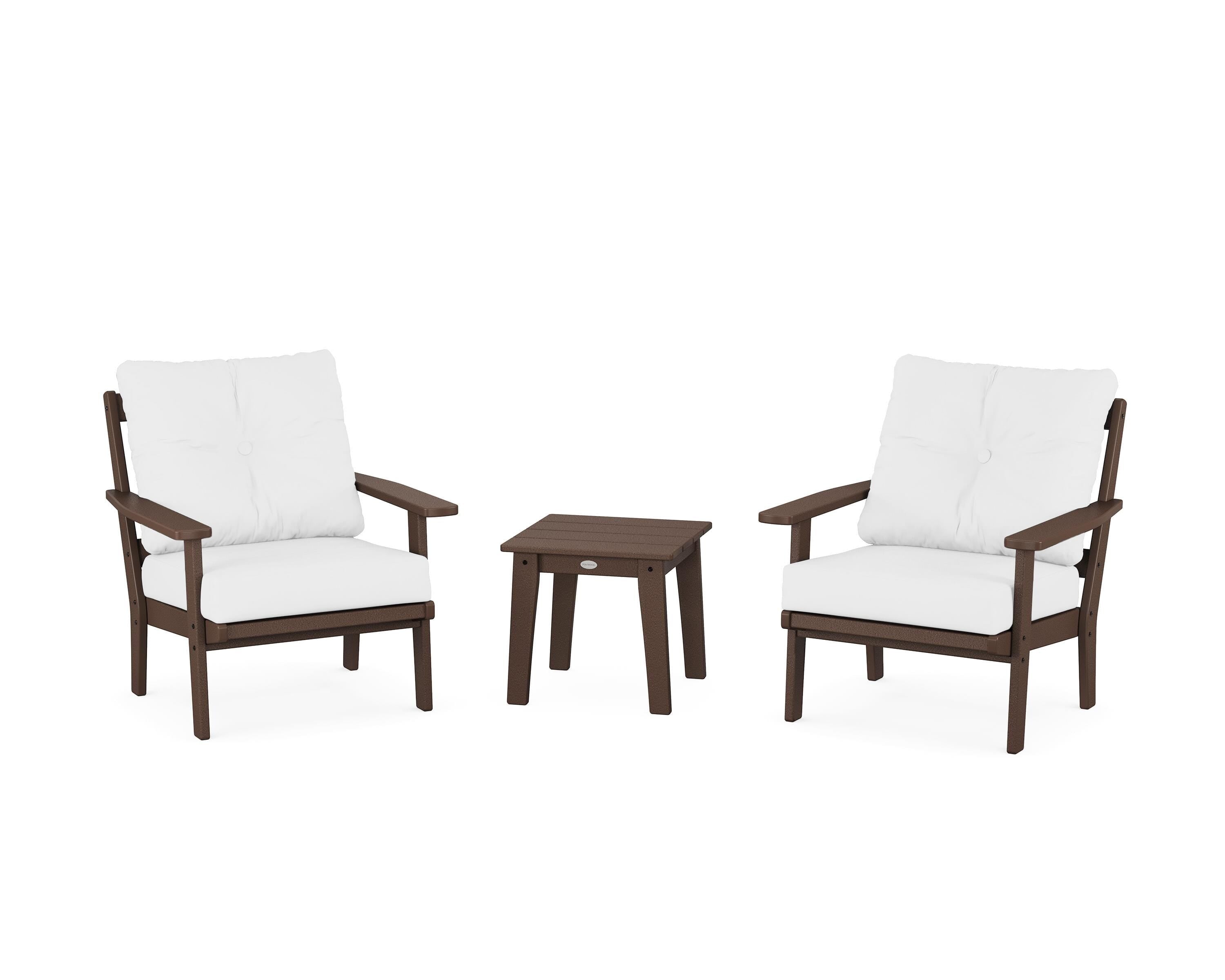 POLYWOOD® Oxford 3-Piece Deep Seating Set in Mahogany / Natural