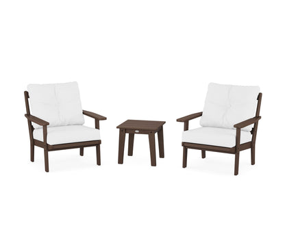 POLYWOOD® Oxford 3-Piece Deep Seating Set in Mahogany / Natural