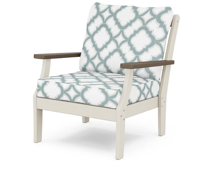 POLYWOOD® Braxton Deep Seating Chair in Sand / Kona / Trellis Glacier Spa