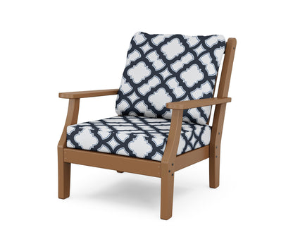 Country Living Wovendale Deep Seating Chair in Teak / Trellis Marine Indigo