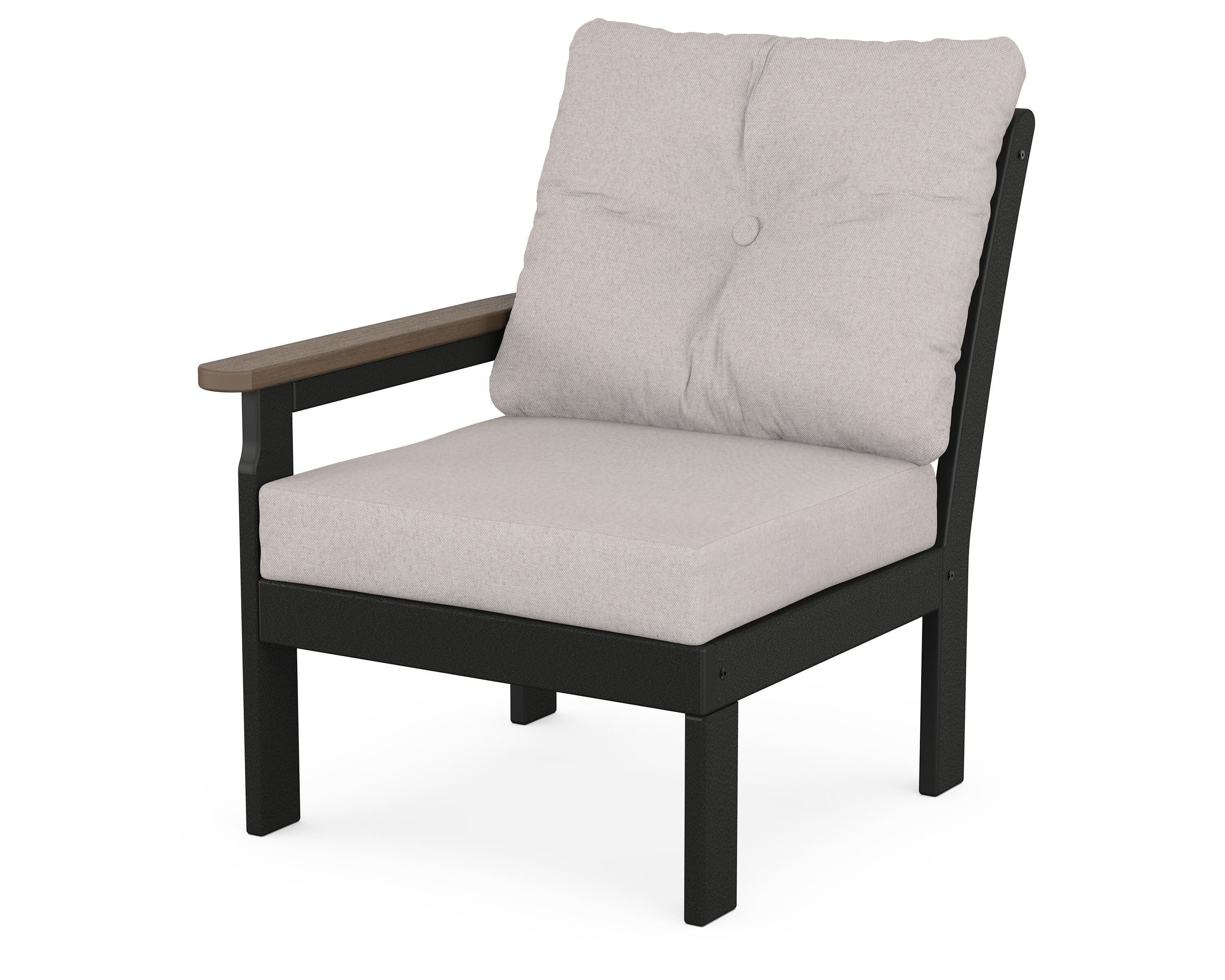 POLYWOOD® Vineyard Modular Left Arm Chair in Black / Kona / Dune Burlap
