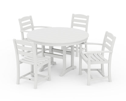 POLYWOOD® La Casa Café 5-Piece Round Farmhouse Dining Set in White