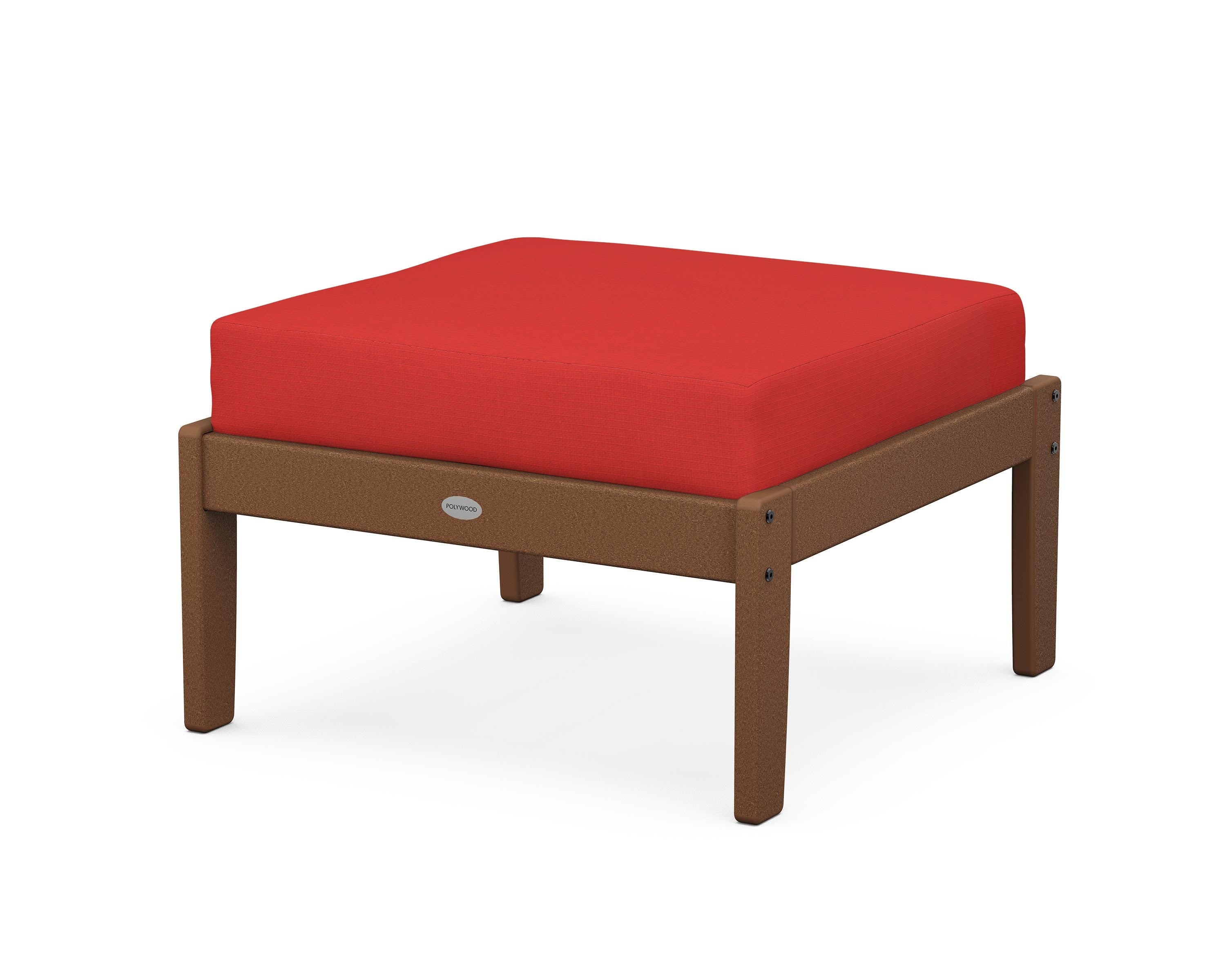 POLYWOOD® Braxton Deep Seating Ottoman in Teak / Crimson Linen