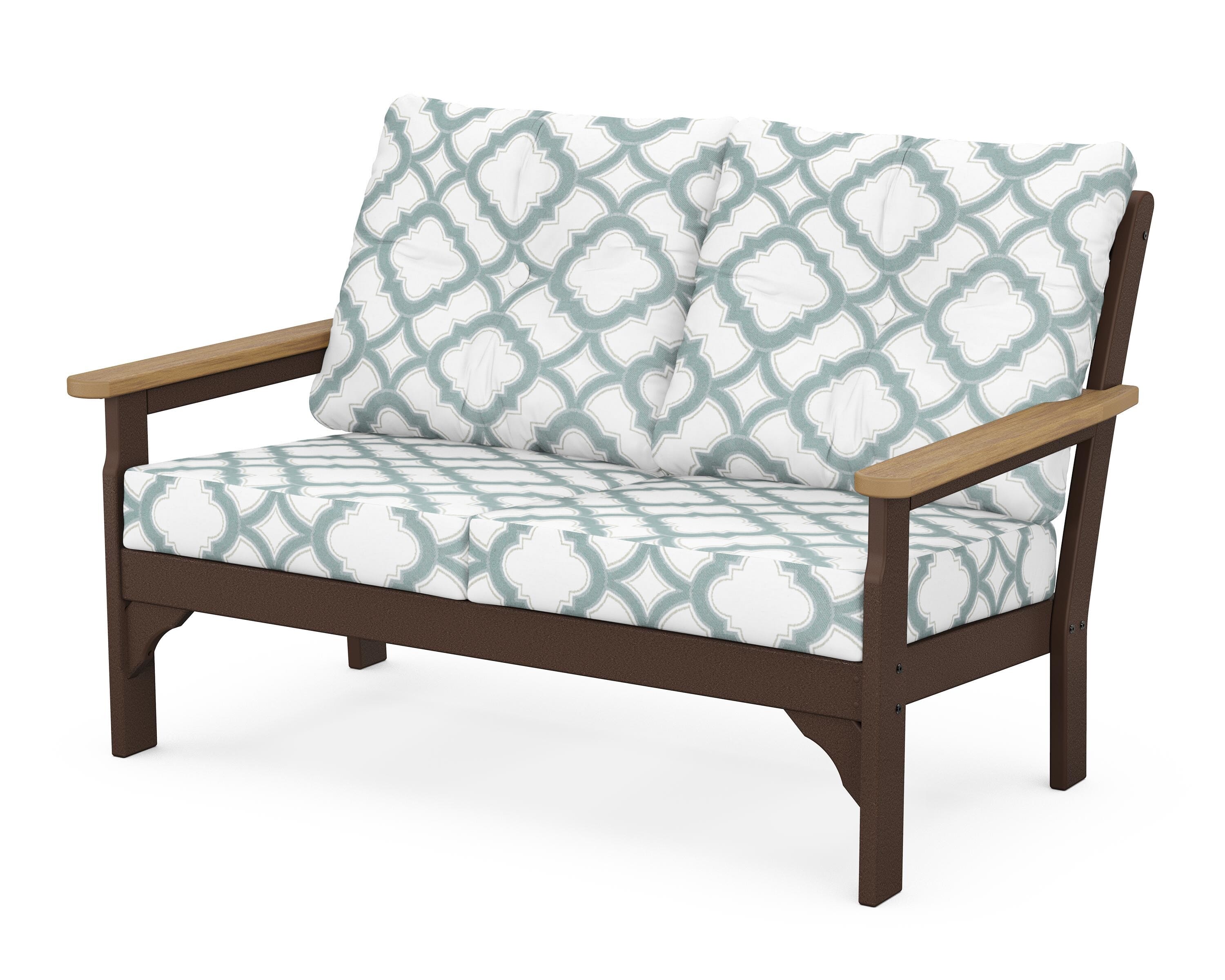 POLYWOOD® Vineyard Deep Seating Loveseat in Mahogany / Natural / Trellis Glacier Spa