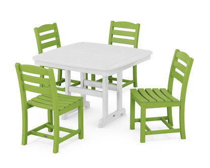 POLYWOOD® La Casa Café Side Chair 5-Piece Dining Set with Trestle Legs in Lime / White