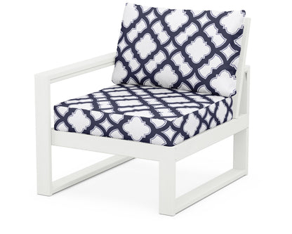 POLYWOOD® EDGE Modular Left Arm Chair in Vintage White / Trellis Navy