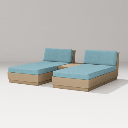 PW Designer Series Elevate Double Chaise Set in Vintage Sahara / Lattice Sky Blue