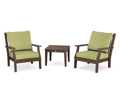 Country Living Wovendale 3-Piece Deep Seating Set in Mahogany / Chartreuse Boucle