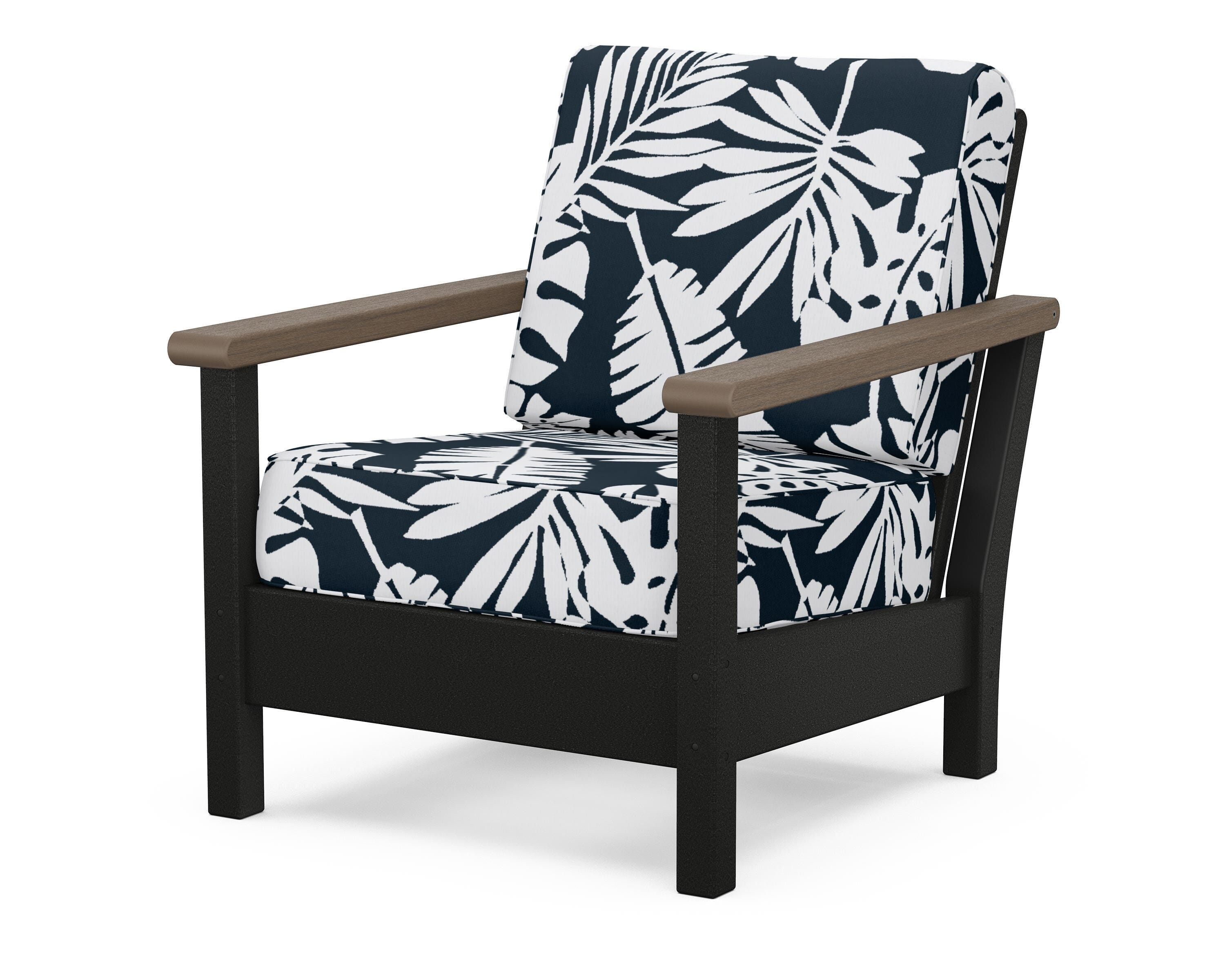 POLYWOOD® Harbour Deep Seating Chair in Black / Kona / Leaf Marine Indigo