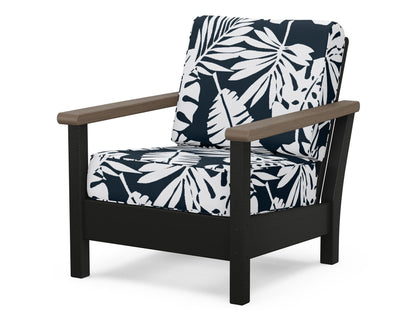 POLYWOOD® Harbour Deep Seating Chair in Black / Kona / Leaf Marine Indigo