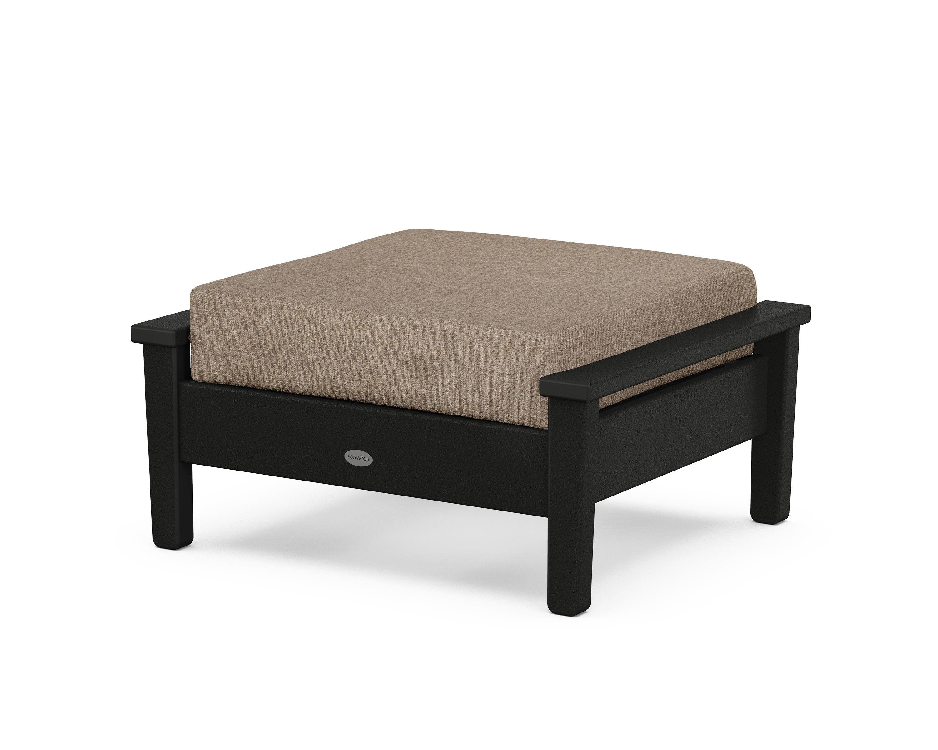 POLYWOOD® Prescott Deep Seating Ottoman in Black / Spiced Burlap