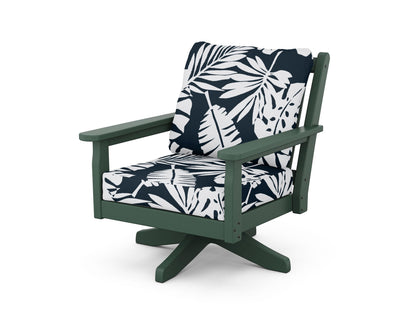 POLYWOOD® Chippendale Deep Seating Swivel Chair in Green / Leaf Marine Indigo